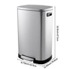 Stainless Steel Pedal Bin Kitchen Toilet Rubbish Waste Dustbin Garbage Trash Can