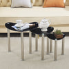 Nest of 3 Black Clear Tempered Glass Side End Lamp Sofa Tables Nested Tables