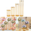 Electroplated Gold Metal Frame Flower Stand Wedding Centerpiece Stage Prop Deco