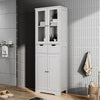 White Bathroom Wooden Free Standing 2 Drawers With 4 Doors Storage Cabinet Unit