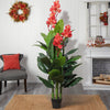 185cm Tall Artificial Banana Tree Plants Red Blossom Potted In & Outdoor Decor