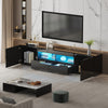 2M TV Unit Stand Cabinet w/LED Lights High Gloss Doors Entertainment Storage