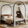 Double bed frame, 4ft6 Metal Canopy Bed, with Headboard for Adults & Teenagers