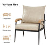 PU Single Sofa Wood Arm Metal Frame Comfort Save Space Office Home Hotel Lounge