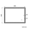 LED Bathroom Mirror 800x600 with Black Frame Demister Pad Touch Sensor Dimmable