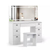 White Dressing Table Wood Makeup Desk with LED Mirror 7 Drawers Stool Bedroom