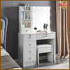 White Dressing Table Stool Set with 10 LED Lighted Mirror Vanity Make up Desk