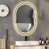 LED Bathroom Mirror 3 Color Lighted Dimmable Oval 60*80cm Makeup Mirror Anti-fog