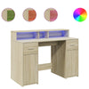 Desk with LED Lights Writing Working Table Sonoma Oak Engineered Wood