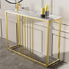 47" Gold Long Console Table Marble Marble Tabletop Hallway Entryway Skinny Table