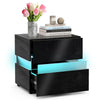 LED Bedside Table Cabinet 2 Drawers High Gloss Front Nightstand Storage Unit UK