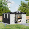16x10ft ExtraLarge Metal Garden Shed Outdoor Bike Tool Storage House Window Lock