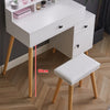 White Dressing Table Set Makeup Desk Mirror Stool Romovable Cabinet Wood Legs