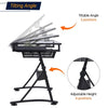 Glass Drafting Table Adjustable Desk, Tilting Drawing Table w/ Stool 2 Drawers
