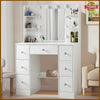 White Dressing Table with LED Mirror Modern Makeup Desk Vanity Table Set Bedroom