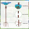 30'' Height Flower Glass Bird Bath w/ Metal Stake Outdoor Garden Yard Birdbath