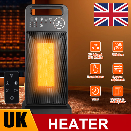 2000W Electric Heater PTC Ceramic Space Heater Fan Remote Control Warmer Timer