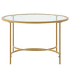 Round Tempered Glass Coffee Table Modern Living Room Sofa Center Table Metal Leg