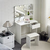 White LED Dressing Table Makeup Vanity with Mirror Drawers & Stool Modern