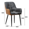 2pcs Faux Leather Dining Chairs Set Color Match Metal Legs Armchair Restauant