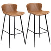 Bar Stools Set of 2, PU Leather Upholstered Kitchen Stools with Back, Footrest