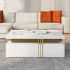 Coffee Table with Drawers Storage White Wooden Centre Table for Living Room