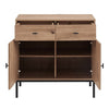 Dusk Willow Oak Effect & Black Metal 2 Door Sideboard With Drawers RRP £299
