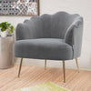 Velvet Wing Back Armchair Occasional Accent Chair Lotus Back Design Metal Legs