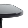 Black Gloss Glass Top Garden Table Outdoor Patio Bistro Coffee Table Metal Frame
