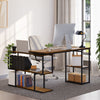 Mondeer L-Shape Computer Desk Corner Desk with 360 Degree Rotatable S-Shelf