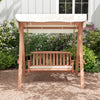 A Frame Wood Porch Swing Outdoor Garden 2-Seat Swing Bench w/ Canopy & Cushions