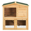 Wood Rabbit Hutch Double Decker Guinea Pig Ferret Cage with Ramp Waterproof Roof