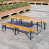 Folding Wooden Beer Table and Bench Set Garden Outdoor Bistro Bench Desk Chairs