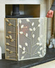 Cream Rectangular Three Fold Fire Guard with Leaf Pattern - 62cm
