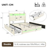 Upholstered Bed Frame 4ft6 Double Bed LED Lights with Storage Drawers, Headboard