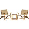 3 Piece Wooden Garden Bistro Set Acacia Wood Table Rattan Chairs Patio Furniture