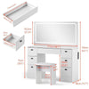 Dressing Table with 7 drawers Mirror Stool Set Bedroom Makeup Desk Vanity table