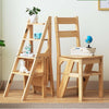 4 Steps Ladder Folding Step Ladder Chair, Bamboo Stool for Storage & Decoration