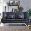 Black Leather Sofa Bed Recliner Chair Sleeper Sofa Bed 2/3 Seaters Couch Sleeper