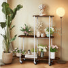 Large Plant Stand Rolling Flower Pot Rack Window Porch Yard Floor Trolley Stand