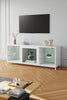 White Wooden TV Cabinet with 18 inch Electric Fireplace TV Cabinet Fireplace Set