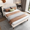 Double Bed Upholstered Platform Bed Frame with Headboard Wood Slats Support 4ft6