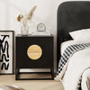 End Table Fluted Nightstand with 2 Drawers-Black