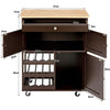 3-Tier Kitchen Island Kitchen Cart Racks Rolling Storage Trolley Cart Brown