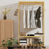 Heavy Duty Wooden Clothes Rail Garment Display Stand Double Shoe Rack with Wheel