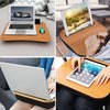 Wood Desk Portable Laptop Desk Tray Knee Pillow Table Ipad Slot Writing Table