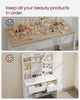 Dressing Table w/ 3 Color LED Mirror Lights,2 Drawers Vanity Table for Bedroom