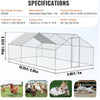 Walk In Chicken Run Galvanized Chicken Coop Hen House w/ Galvanized Frame & Lock
