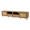 Rattan TV Stand TV Cabinet with 4 Storage Cabinet 2 Open Shelves for Living Room