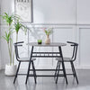 Grey Table + 2 Chairs Set Bistro Set Metal Frame Breakfast Kitchen 2-Tier Table